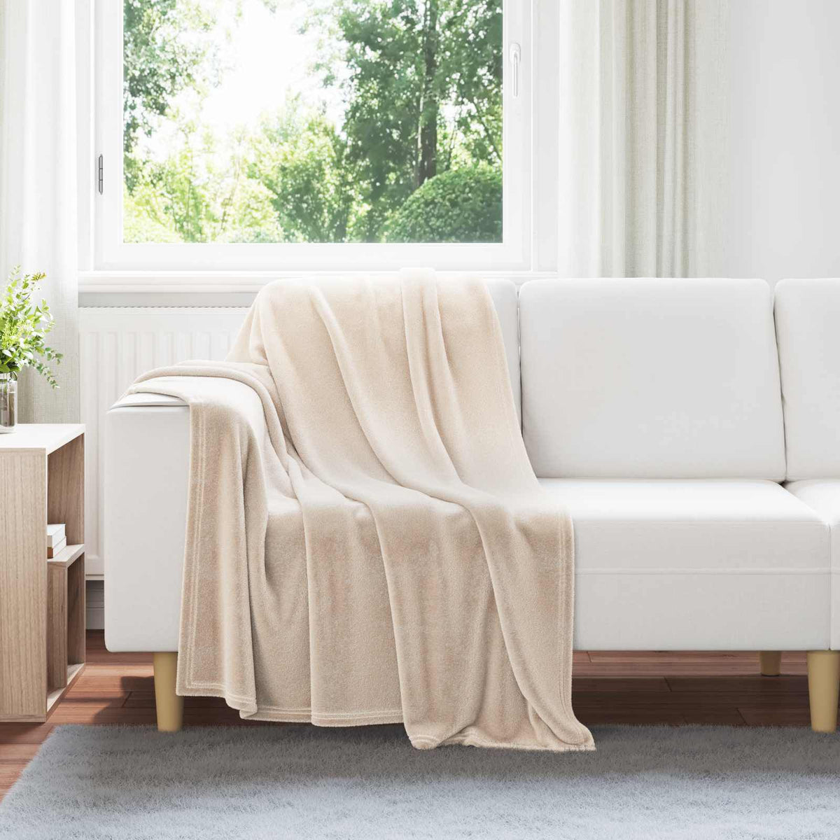 Beige / 130 x 150 cm – Plaid polaire Moelly