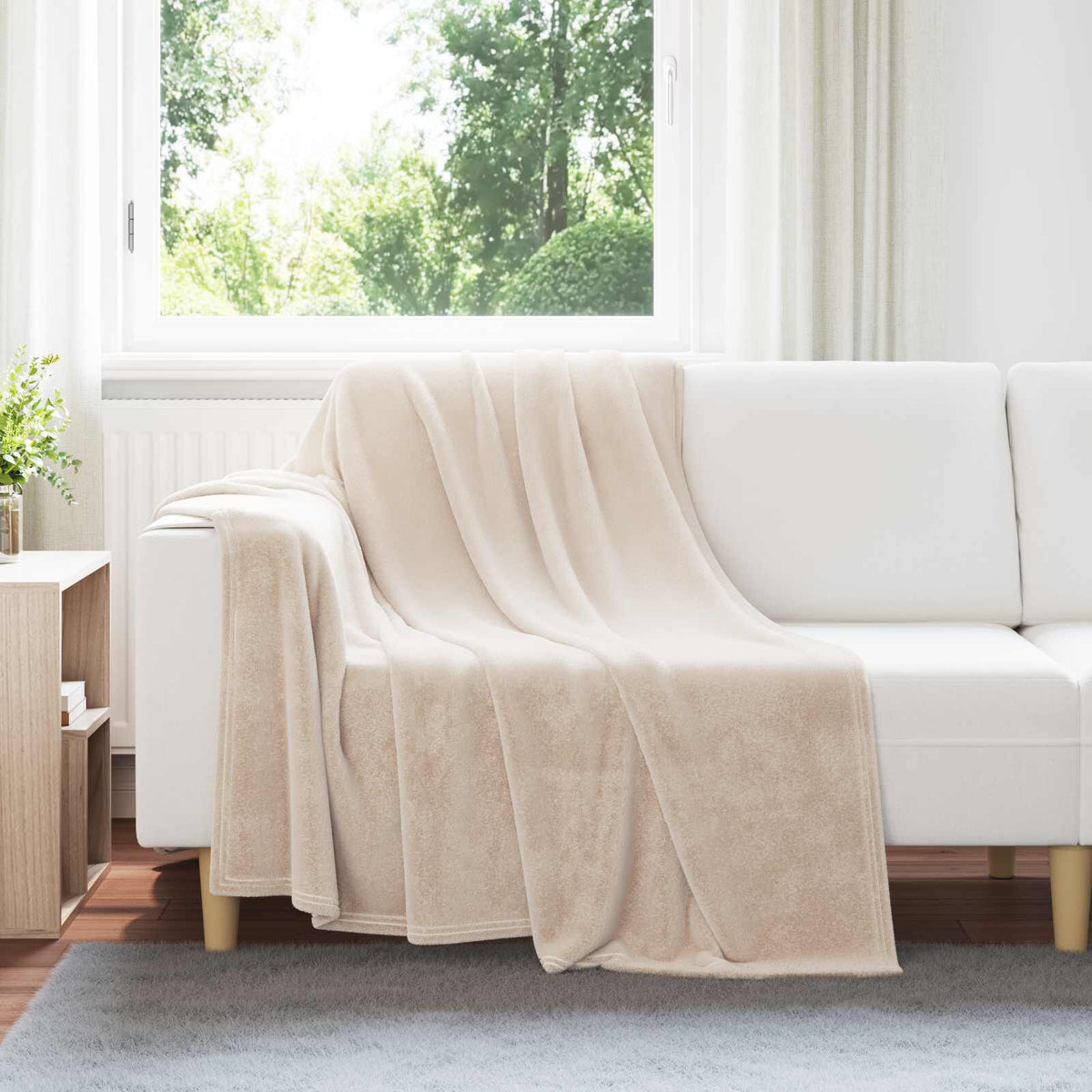 Beige / 150 x 200 cm – Plaid polaire Moelly