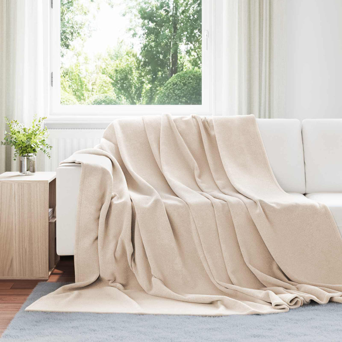 Beige / 220 x 240 cm – Plaid polaire Moelly