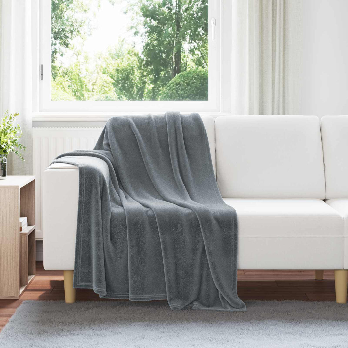 Gris foncé / 130 x 150 cm – Plaid polaire Moelly