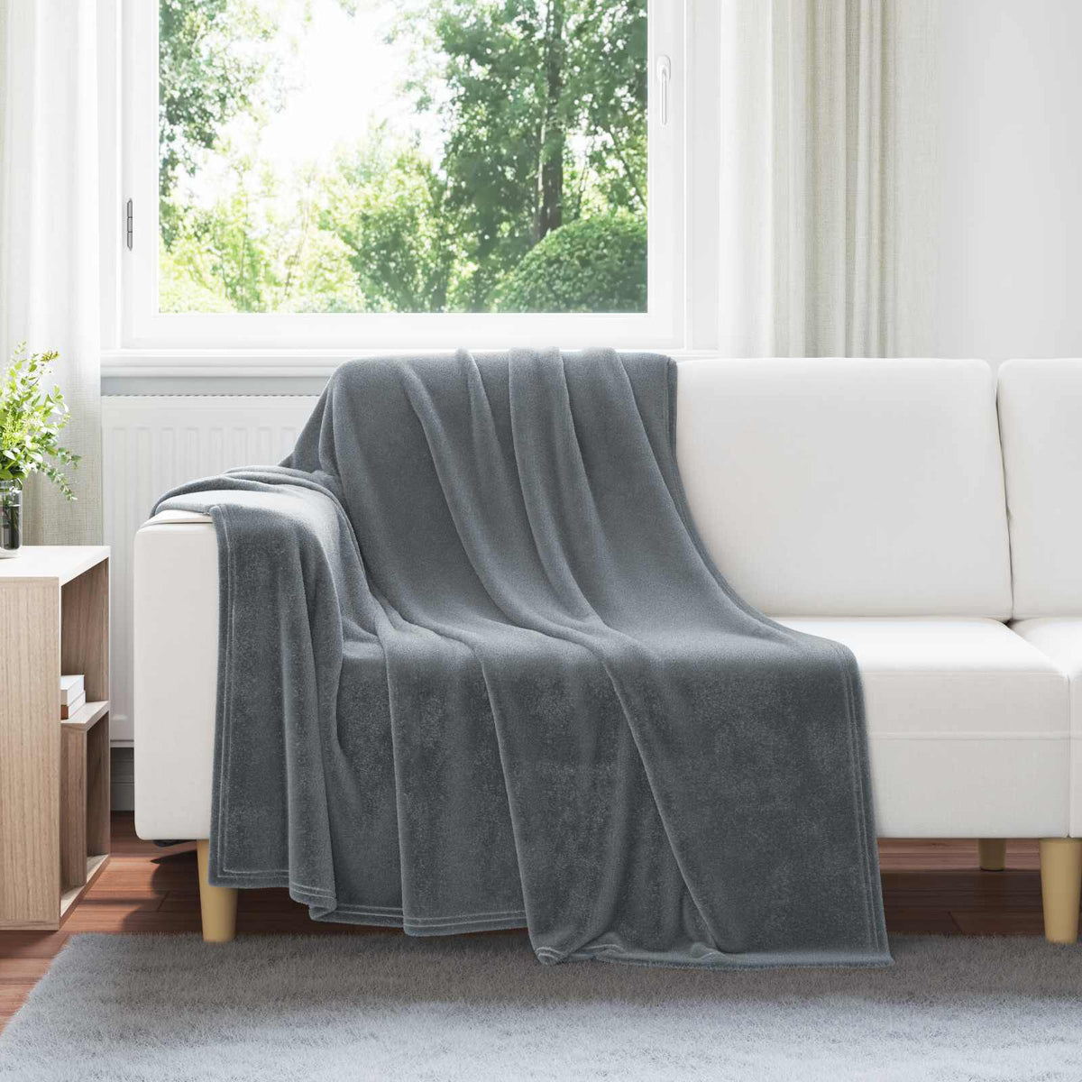 Gris foncé / 150 x 200 cm – Plaid polaire Moelly
