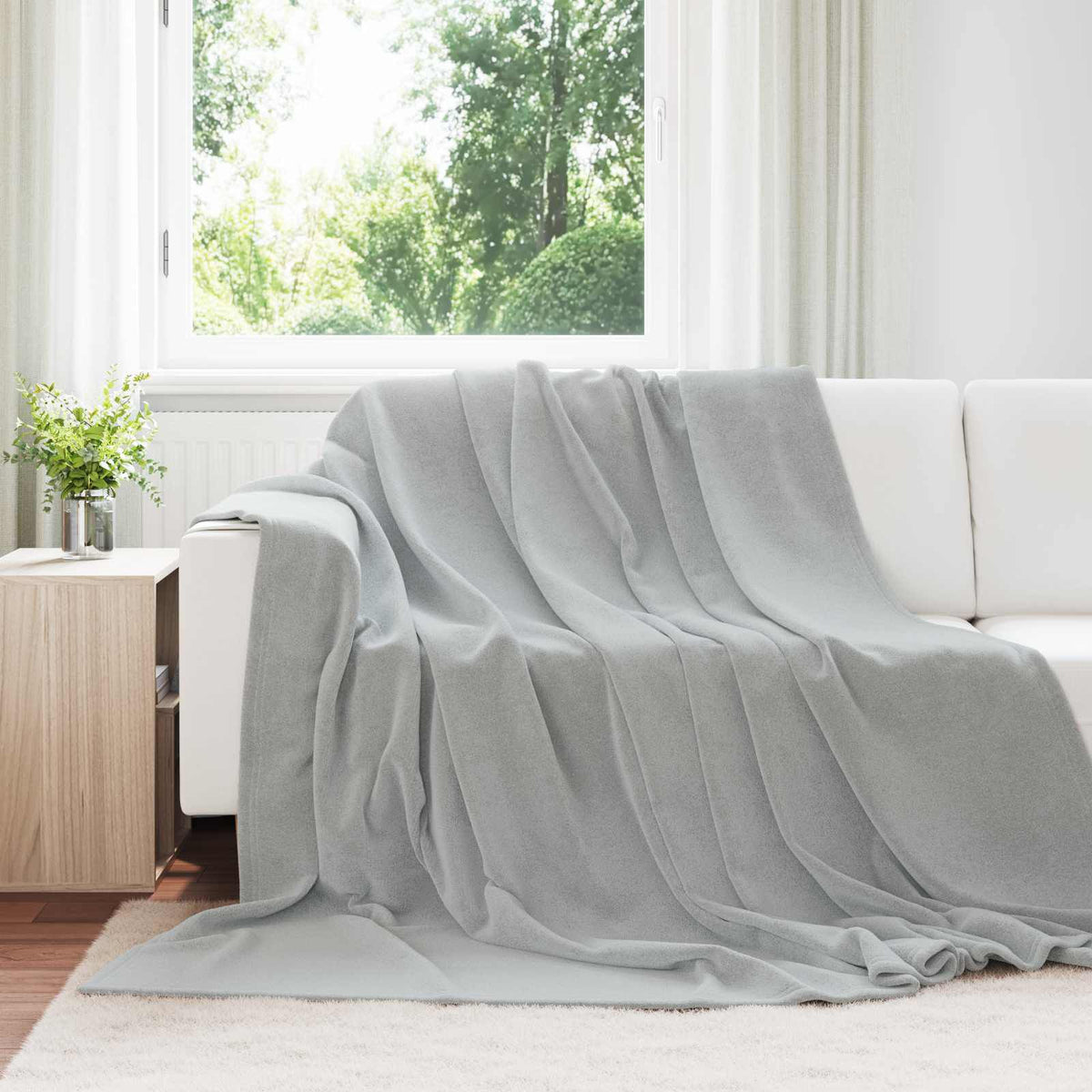 Gris / 220 x 240 cm – Plaid polaire Moelly