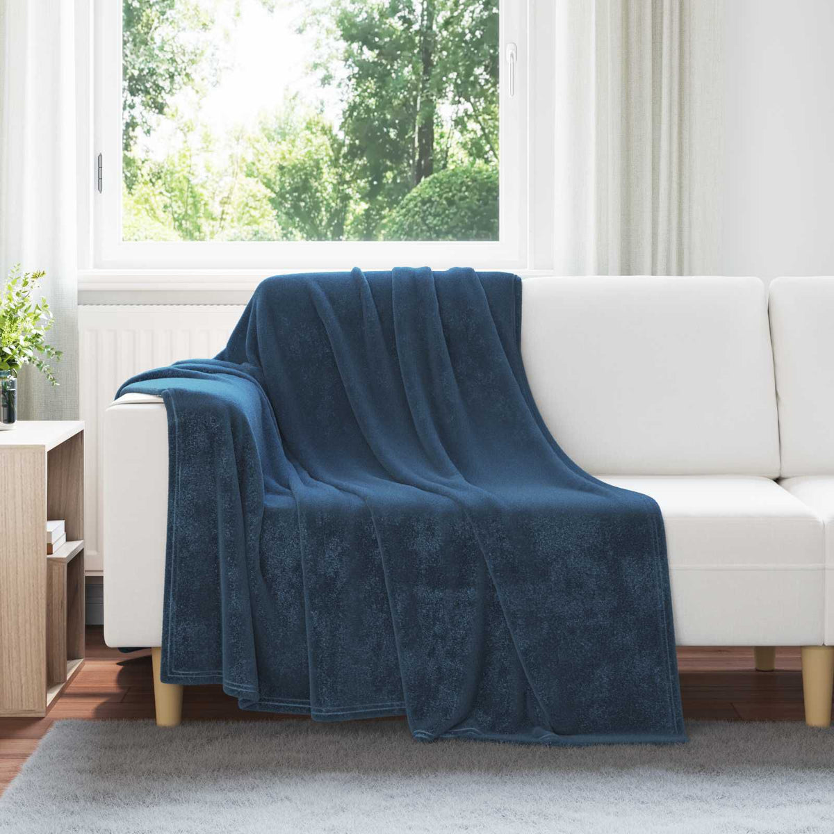 Bleu marine / 150 x 200 cm – Plaid polaire Moelly