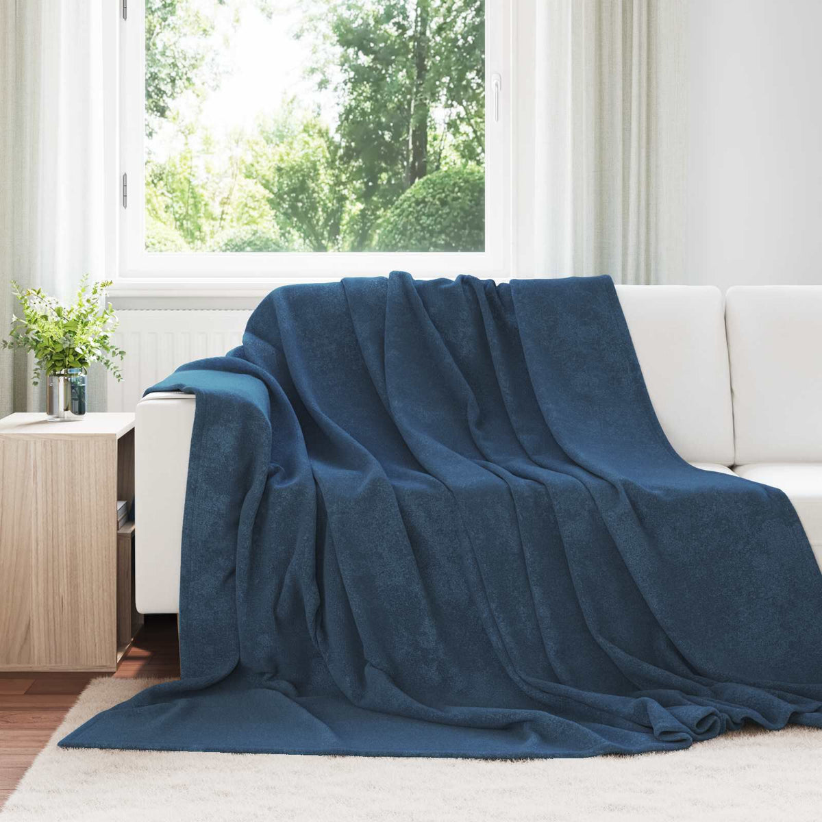 Bleu marine / 240 x 270 cm – Plaid polaire Moelly
