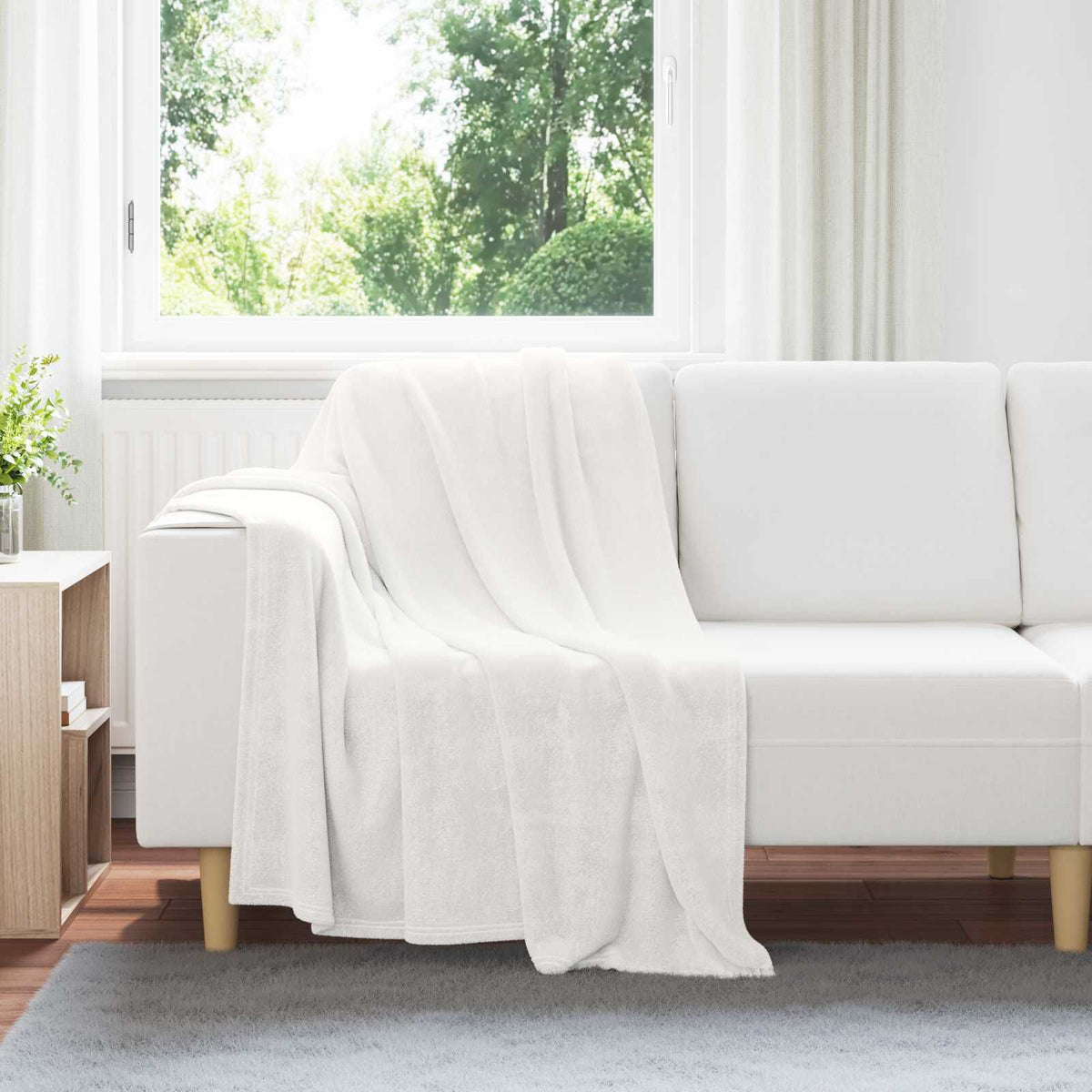 Blanc / 130 x 150 cm – Plaid polaire Moelly