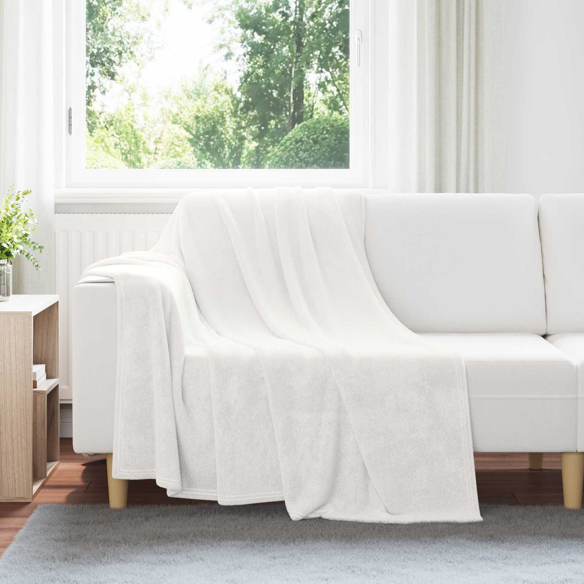 Blanc / 150 x 200 cm – Plaid polaire Moelly