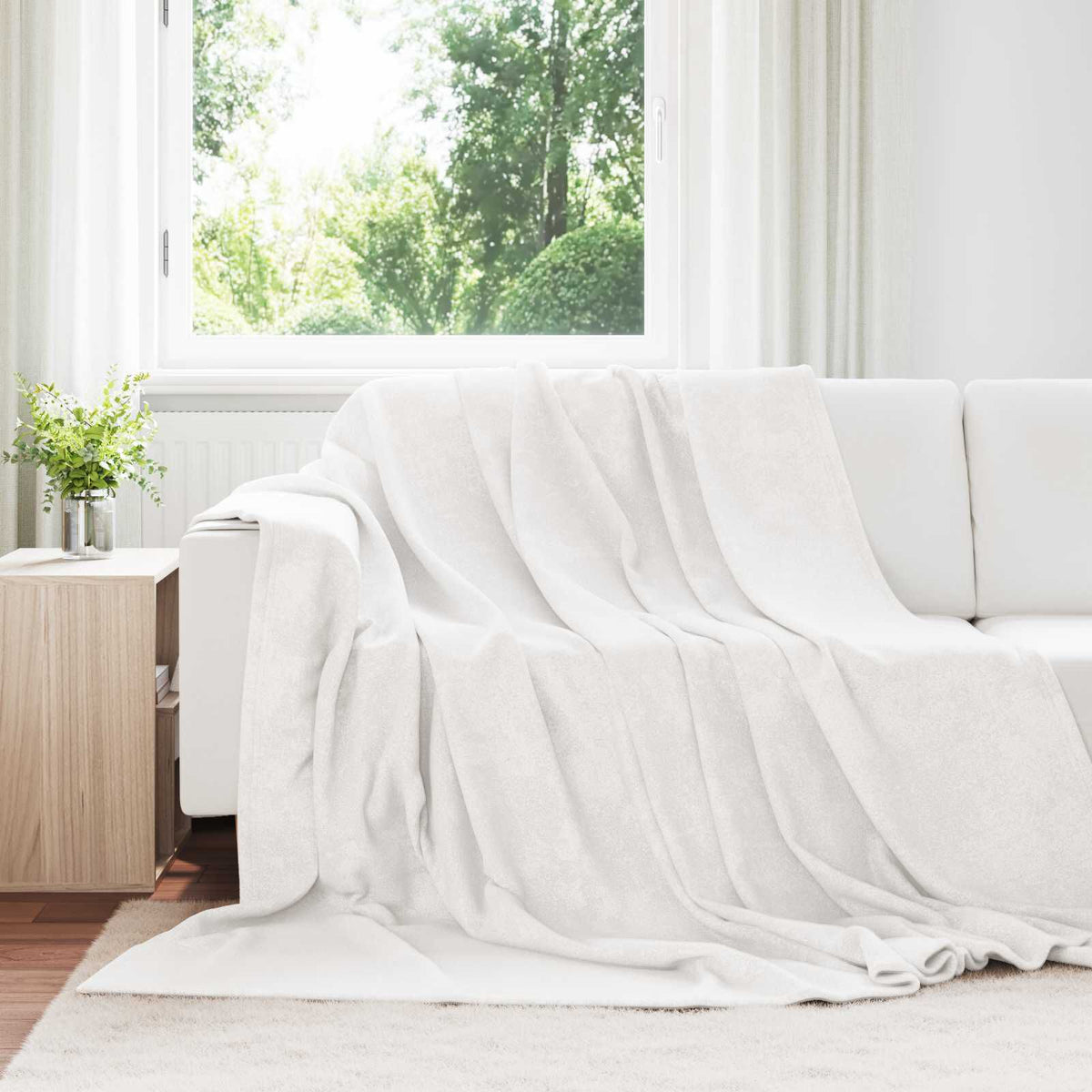 Blanc / 240 x 270 cm – Plaid polaire Moelly