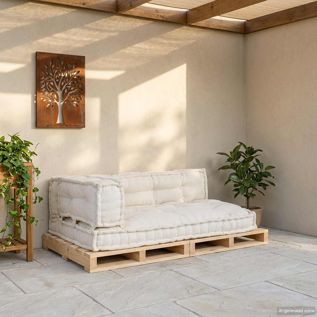 Crème / Trio – Le Moelly coussin de canapé sur palette