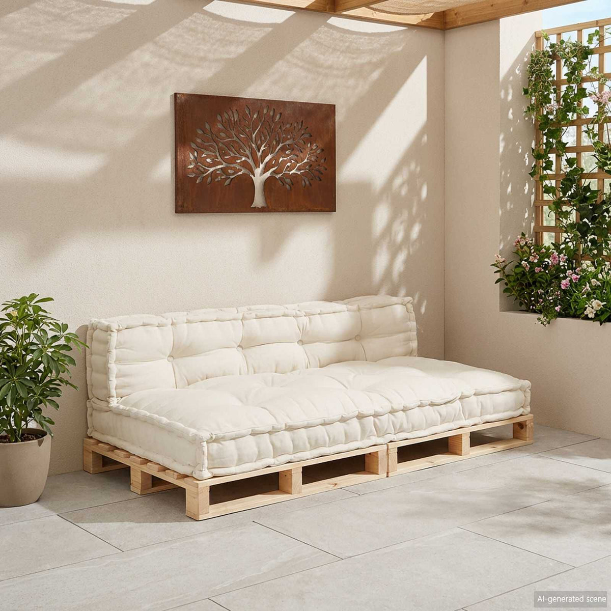 Crème / Duo – Le Moelly coussin de canapé sur palette
