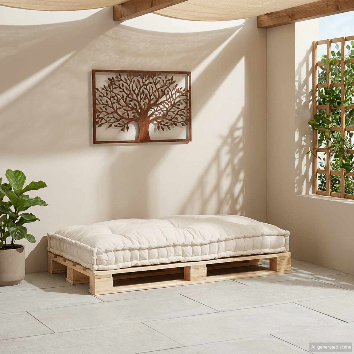 Crème / Solo – Le Moelly coussin de canapé sur palette