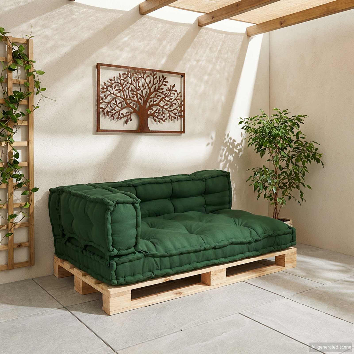 Vert / Trio – Le Moelly coussin de canapé sur palette
