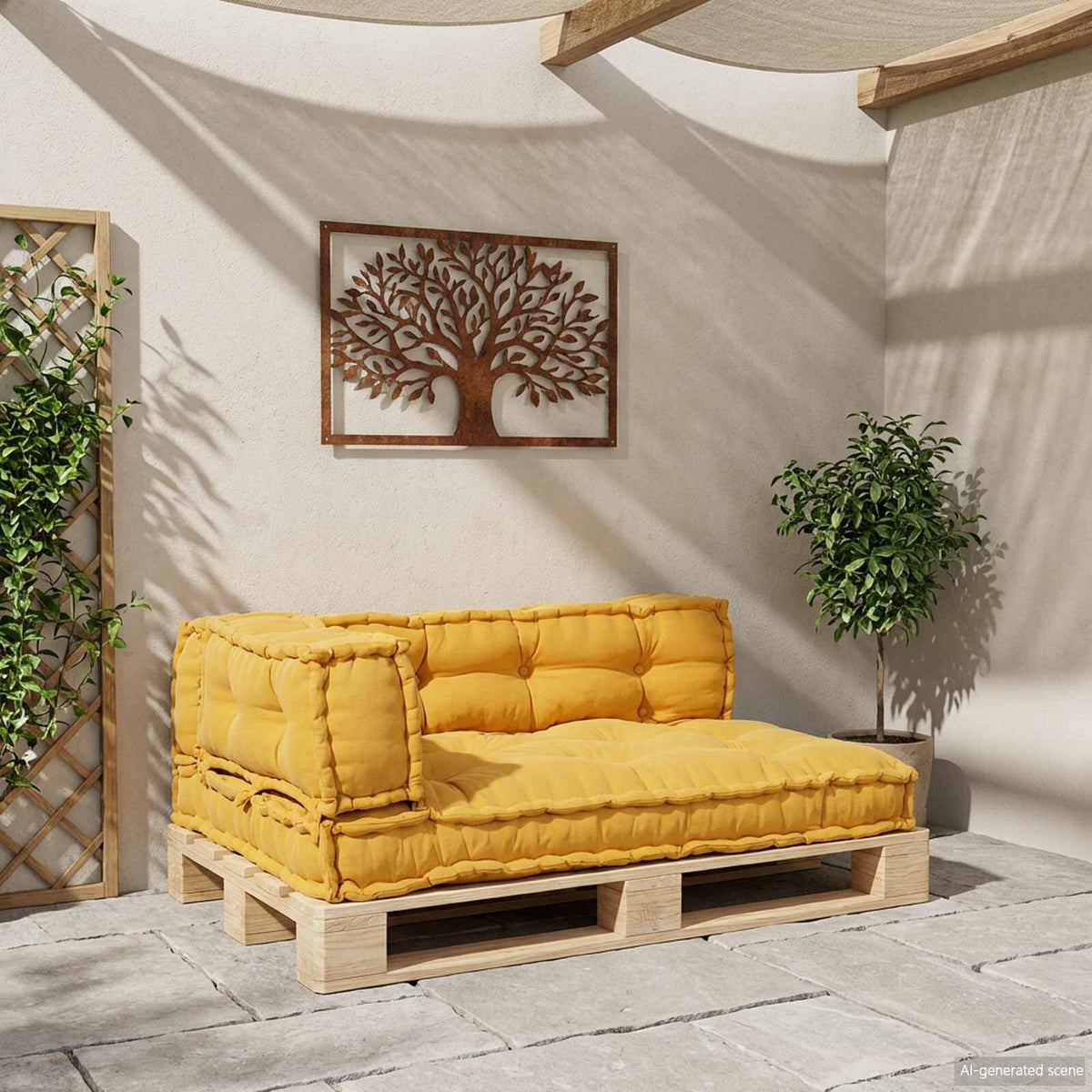 Jaune / Trio – Le Moelly coussin de canapé sur palette