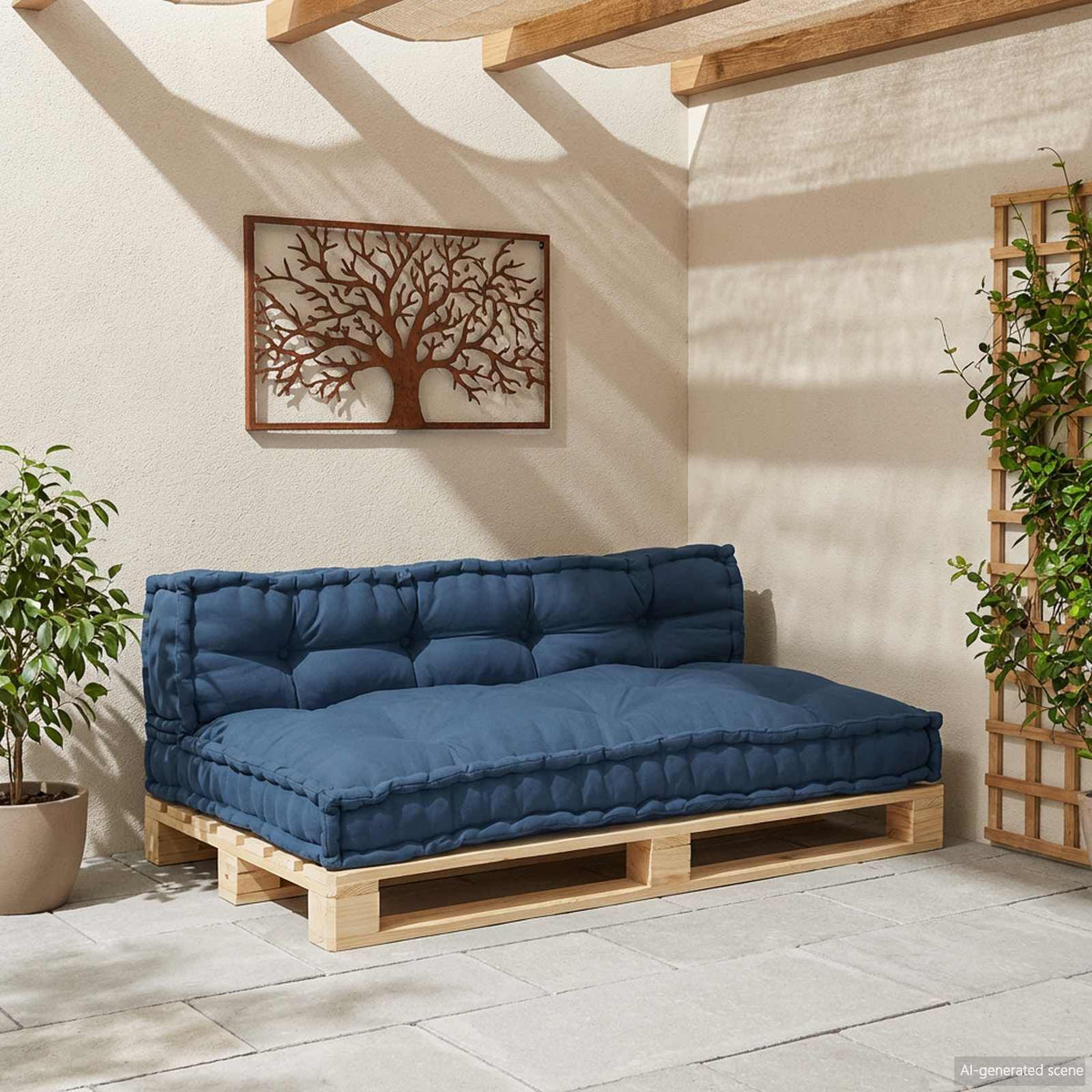 Indigo / Duo – Le Moelly coussin de canapé sur palette