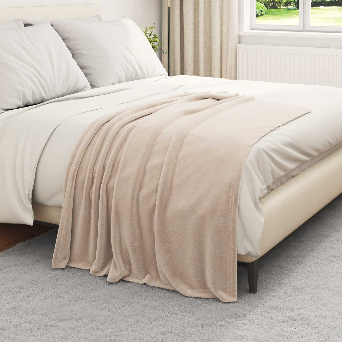 Beige / 130 x 150 cm – Plaid polaire Moelly