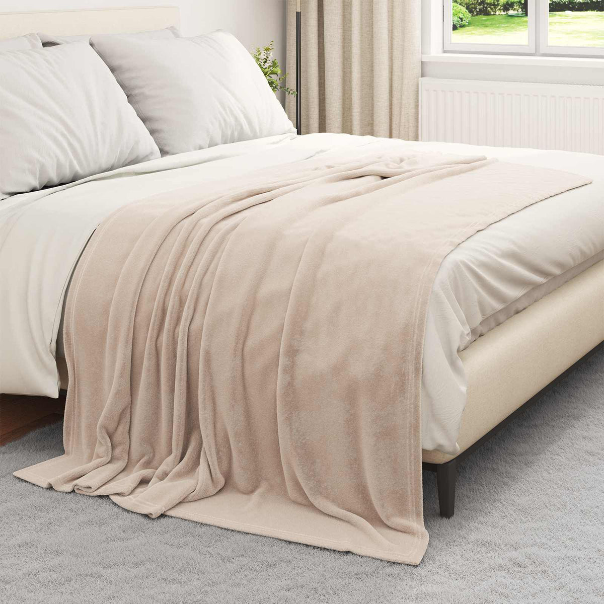 Beige / 150 x 200 cm – Plaid polaire Moelly