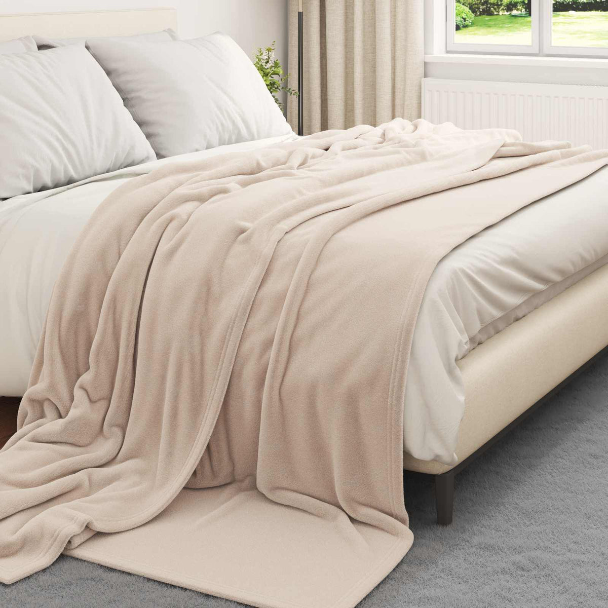 Beige / 220 x 240 cm – Plaid polaire Moelly