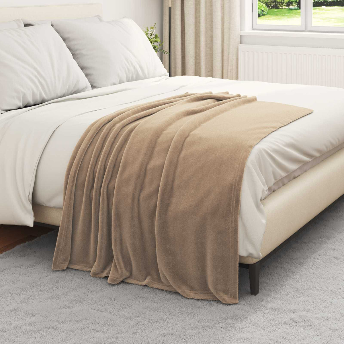 Camel / 130 x 150 cm – Plaid polaire Moelly