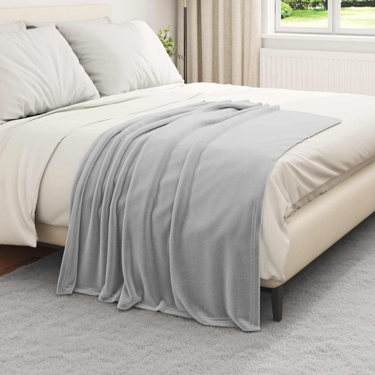 Gris / 130 x 150 cm – Plaid polaire Moelly