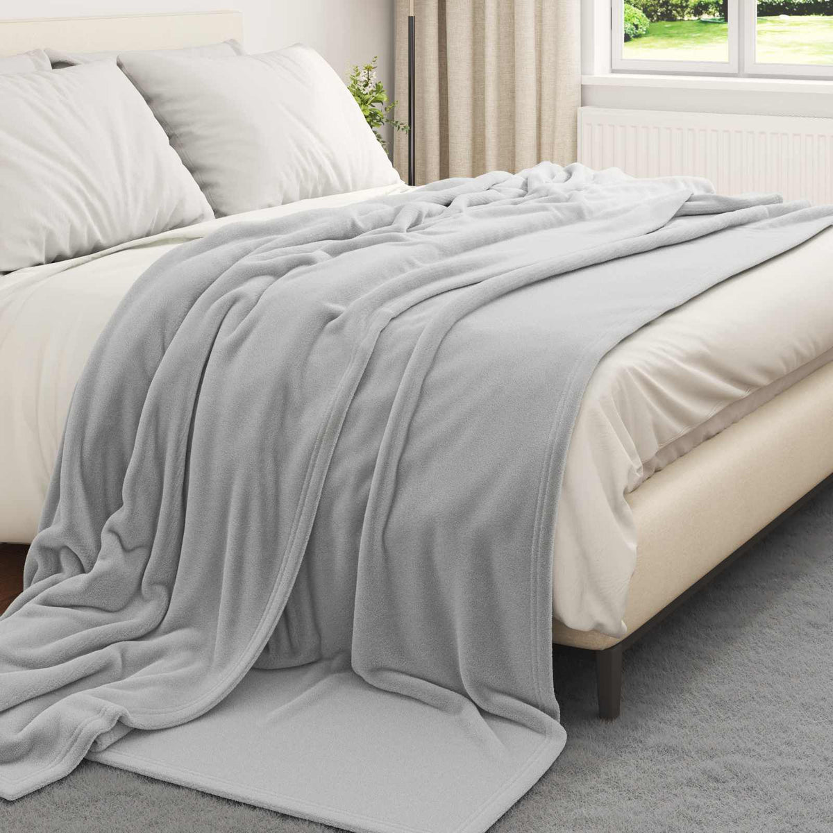 Gris / 220 x 240 cm – Plaid polaire Moelly
