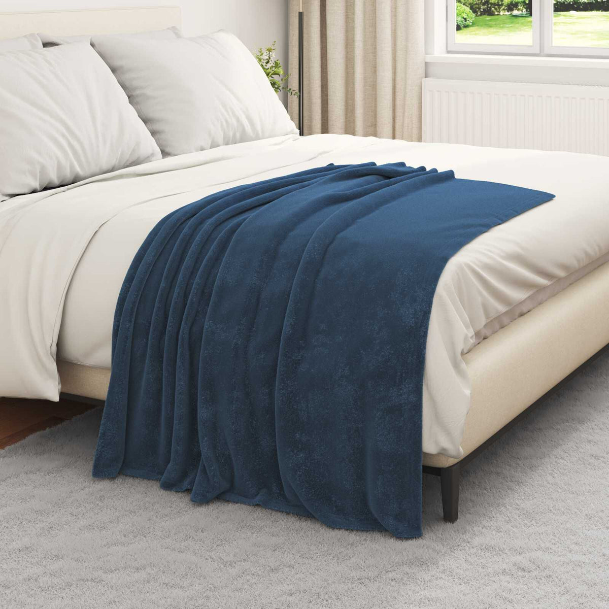Bleu marine / 130 x 150 cm – Plaid polaire Moelly