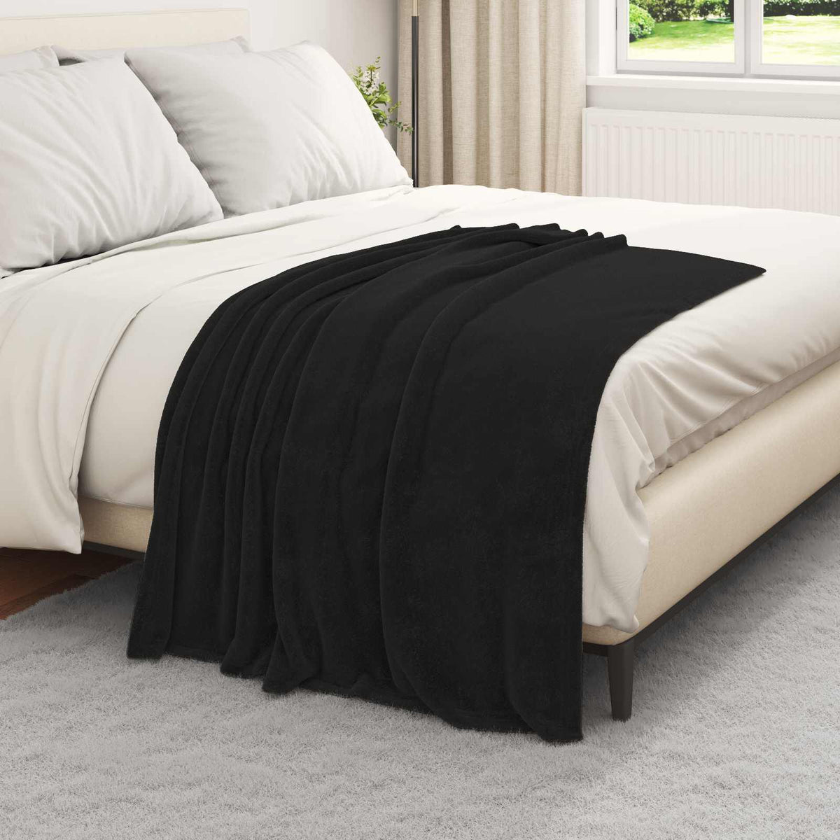 Noir / 130 x 150 cm – Plaid polaire Moelly