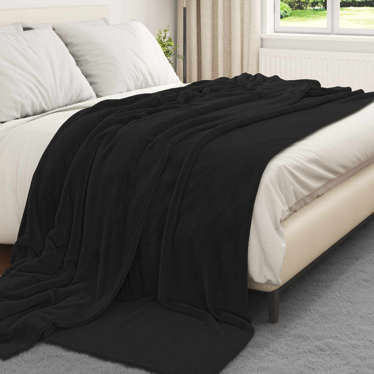 Noir / 240 x 270 cm – Plaid polaire Moelly
