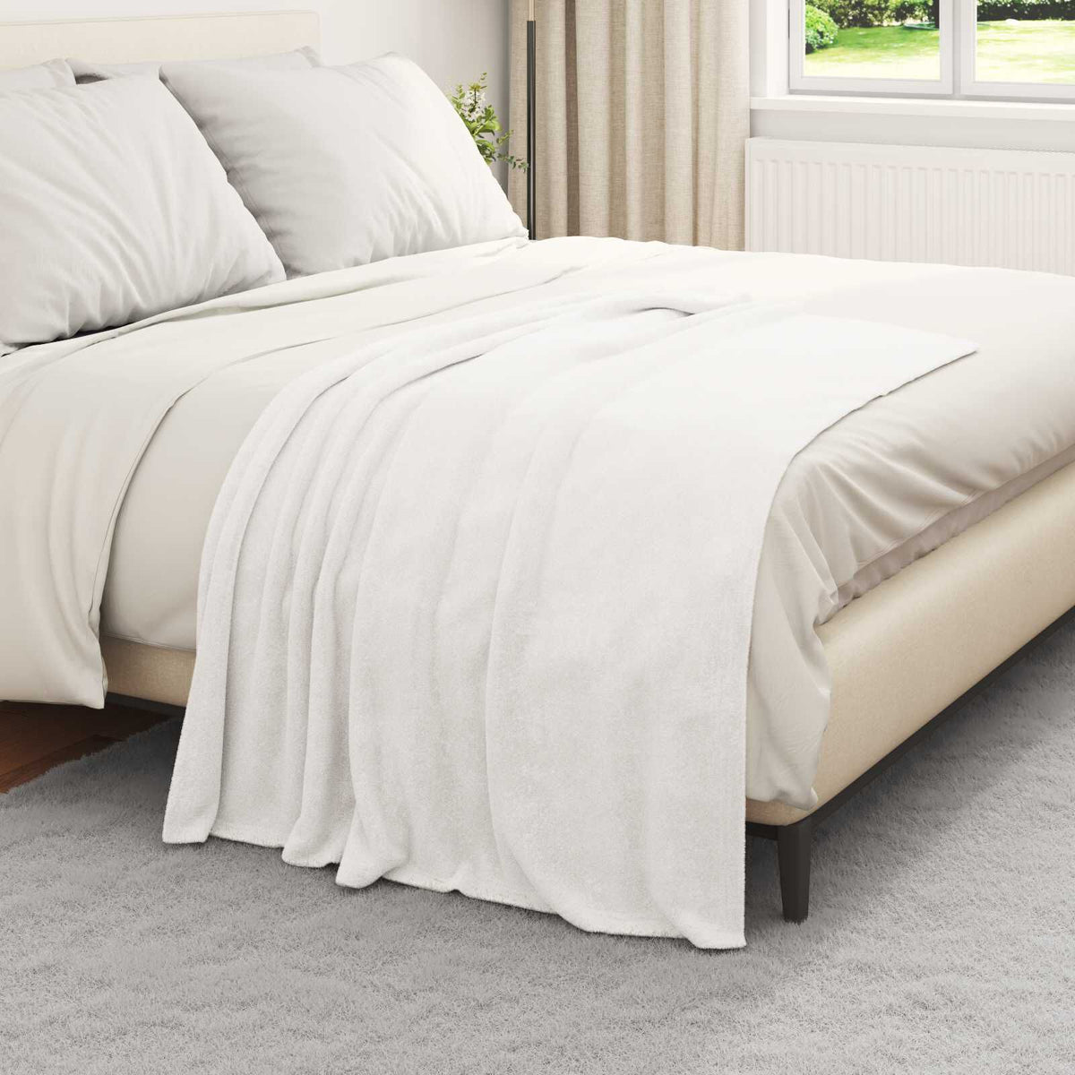 Blanc / 130 x 150 cm – Plaid polaire Moelly