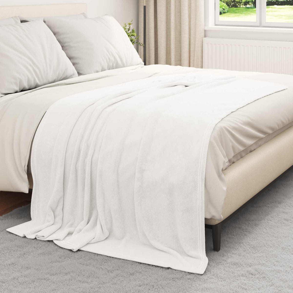 Blanc / 150 x 200 cm – Plaid polaire Moelly