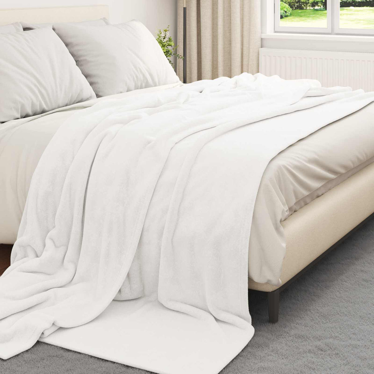 Blanc / 240 x 270 cm – Plaid polaire Moelly
