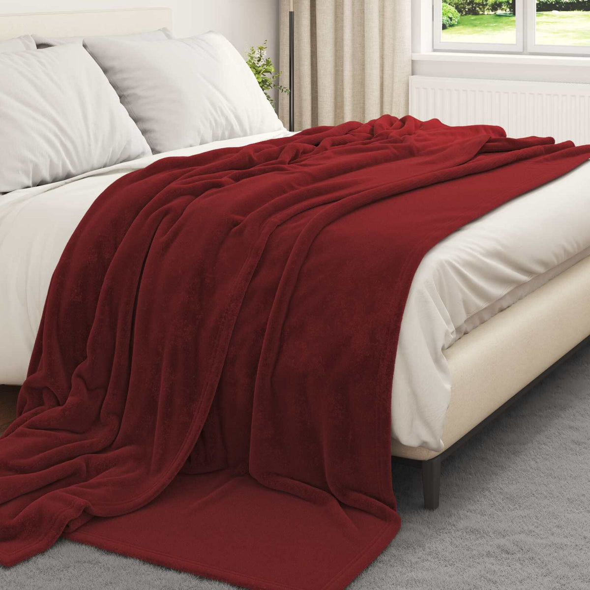 Bordeaux / 220 x 240 cm – Plaid polaire Moelly